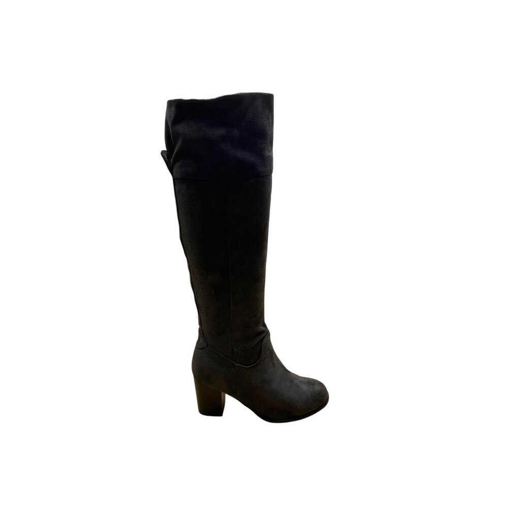 Diba Women’s Gray Suede Block Heel Pull-On Celia Knee-High Boots Size 7M